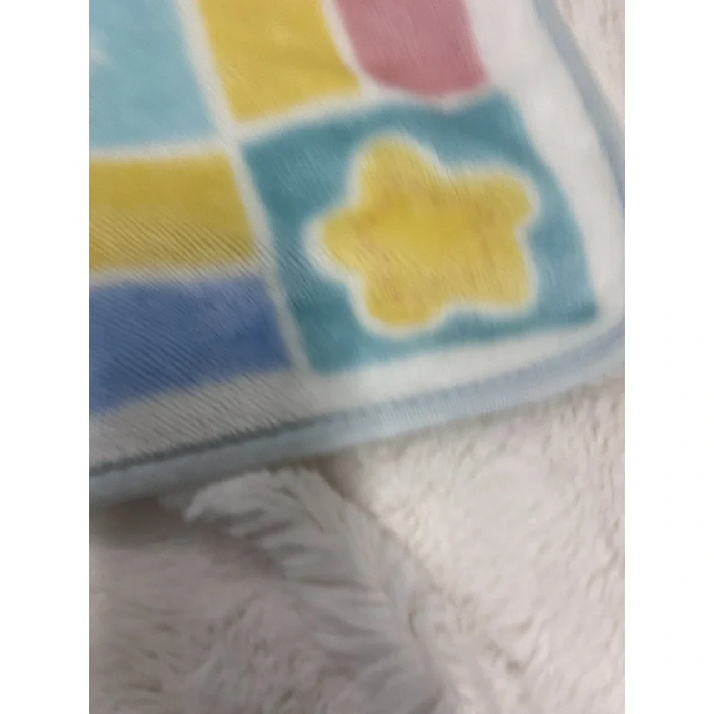 Vtg Care Bears Plush Baby Blanket Bedtime Wish Dream Minky Stars Swing 30x42